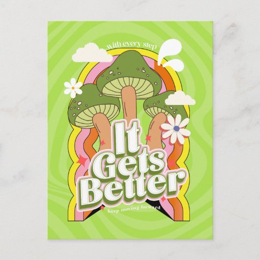 Het wordt beter | Goede Vibes & Retro Groovy Voelt Briefkaart (Voorkant)