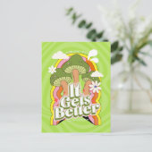 Het wordt beter | Goede Vibes & Retro Groovy Voelt Feestdagenkaart (Staand voorkant)