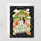 Het wordt beter | Goede Vibes & Retro Groovy Voelt Feestdagenkaart (Voorkant / Achterkant)