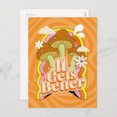 Het wordt beter | Goede Vibes & Retro Groovy Voelt Feestdagenkaart (Voorkant / Achterkant)