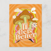 Het wordt beter | Goede Vibes & Retro Groovy Voelt Feestdagenkaart (Voorkant)