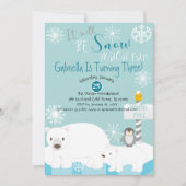 Het wordt sneeuw veel leuke verjaardag uitnodiging (Voorkant)