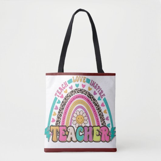 Het "World's Best Teacher" Regenboog Tas (Voorkant)