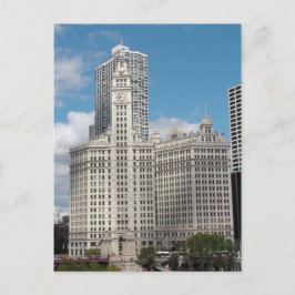 Het Wrigley-gebouw, Chicago, op een prachtige dag Briefkaart