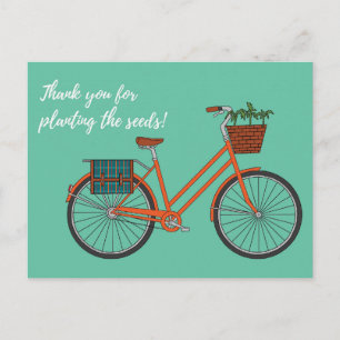 Het zaad planten Oranje fiets Briefkaart