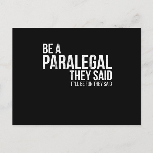 Het zal een paralegal worden, als ze zeggen dat de briefkaart (Voorkant)