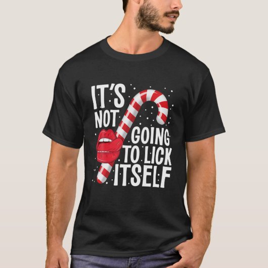 Het zal niet zelf kerstsnoepriet lokken t-shirt (Voorkant)