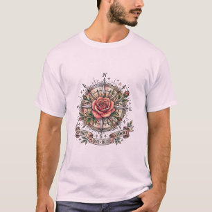 Het zalige pad: Tatoeage Roos Kompas T-shirt