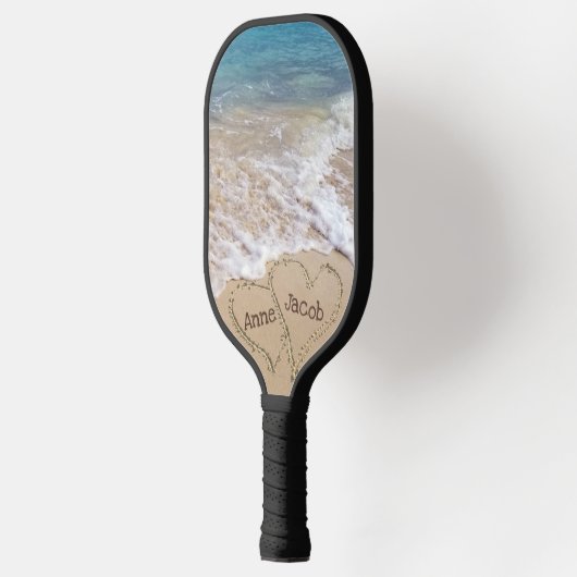 Het Zand van het strand harten met Namen Pickleball Paddle (Links)