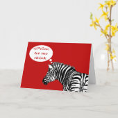 Het zebra op rood, die het moet uw Verjaardag zijn Kaart (Gele Bloem)