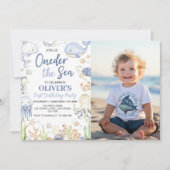 Het Zee Ocean Animals Boy Verjaardagsfoto Kaart (Voorkant)
