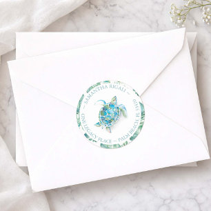 Het Zee van de waterverf schildert het Adres van d Ronde Sticker