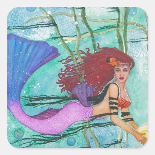 Het Zee Vierkante Sticker (Voorkant)