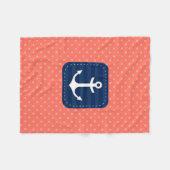 Het zeevaart Marineblauwe Anker van het Patroon Fleece Deken (Voorkant (Horizontaal))