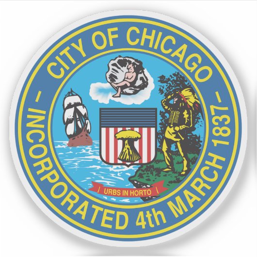 Het zegel van Chicago, Illinois Sticker (Voorkant)