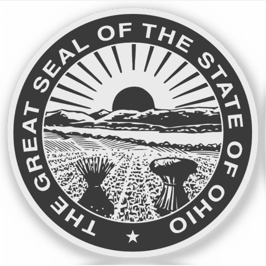 Het zegel van de staat Ohio (b&w-versie) Sticker (Voorkant)