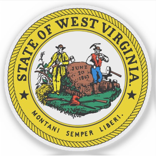 Het zegel van de staat West Virginia Sticker (Voorkant)
