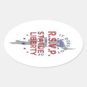 Het zegt geen RSVP op het Vrijheidsbeeld Ovale Sticker