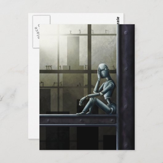 het zelf bewuste briefkaart van robotscifi (Voorkant / Achterkant)