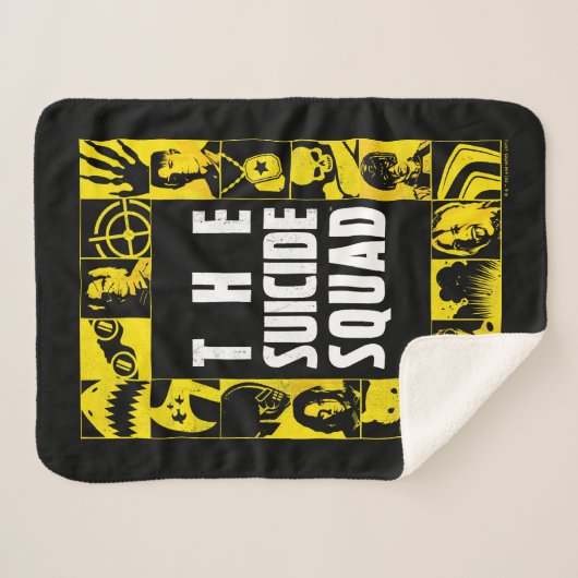 Het Zelfmoordplein | Gele en zwarte pictogramblokk Sherpa Deken (Voorkant (horizontaal))