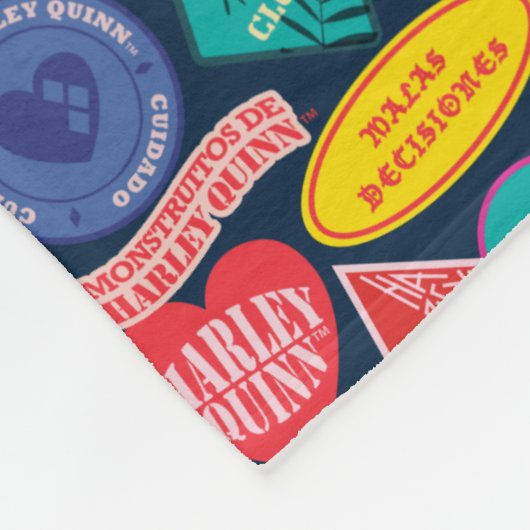 Het Zelfmoordplein | Harley Quinn Badge Pattern Fleece Deken (Hoek)