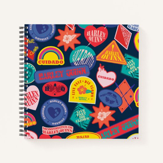 Het Zelfmoordplein | Harley Quinn Badge Pattern Notitieboek (Voorkant)