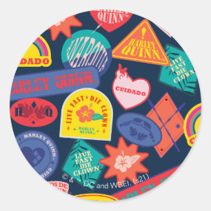 Het Zelfmoordplein   Harley Quinn Badge Pattern Ronde Sticker