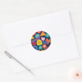 Het Zelfmoordplein | Harley Quinn Badge Pattern Ronde Sticker (Envelop)