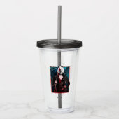 Het Zelfmoordplein | Harley Quinn en Green Ferns Acryl Drinkbeker (Voorkant)