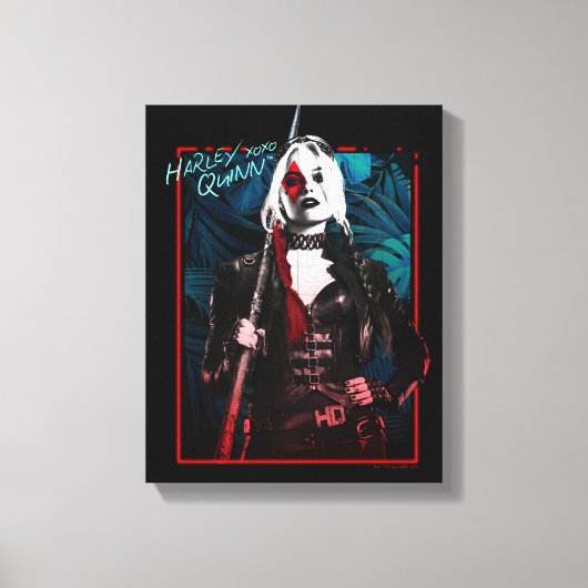 Het Zelfmoordplein | Harley Quinn en Green Ferns Canvas Afdruk (Voorkant)