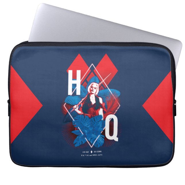 Het Zelfmoordplein | Harley Quinn Fern & Diamonds Laptop Sleeve (Voorkant)