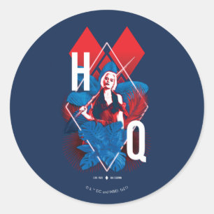 Het Zelfmoordplein   Harley Quinn Fern & Diamonds Ronde Sticker