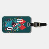 Het Zelfmoordplein | Harley Quinn Floral Diamond Bagagelabel (Voorkant horizontaal)