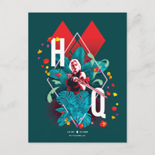 Het Zelfmoordplein   Harley Quinn Floral Diamond Briefkaart