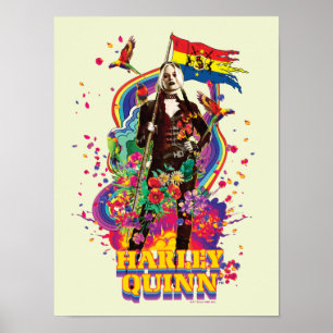 Het Zelfmoordplein   Harley Quinn Flowers & Rainbo Poster