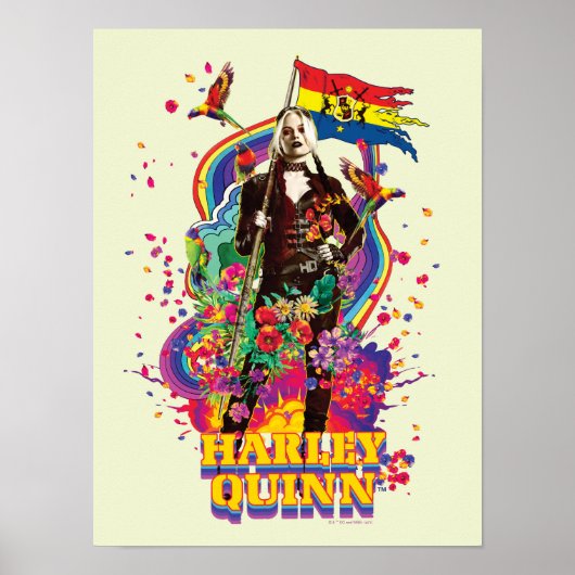 Het Zelfmoordplein | Harley Quinn Flowers & Rainbo Poster (Voorkant)