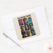 Het Zelfmoordplein | Retronet met Harley Quinn Vierkante Sticker (Envelop)