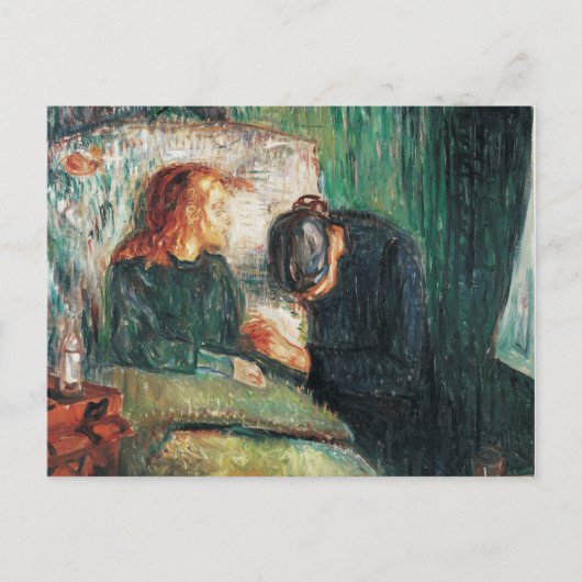 Het zieke kind van Edvard Munch, shows Sofie bij h Briefkaart (Voorkant)