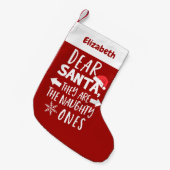 Het zijn de Naughty's grappige kerst Kleine Kerstsok (Voorkant (Hangend))