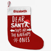 Het zijn de Naughty's grappige kerst Kleine Kerstsok (Voorkant)