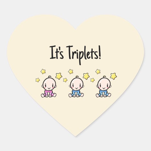 Het zijn drieling!, aangepaste drieling baby's hart sticker (Voorkant)