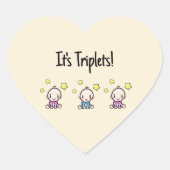 Het zijn drieling!, aangepaste drieling baby's hart sticker (Voorkant)