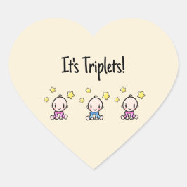 Het zijn drieling!, aangepaste drieling baby's hart sticker