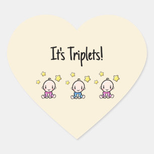 Het zijn drieling!, aangepaste drieling baby's hart sticker