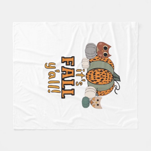 Het zijn Herfst Y'all, luipaardpompoenen en uilen Fleece Deken (Voorkant (Horizontaal))