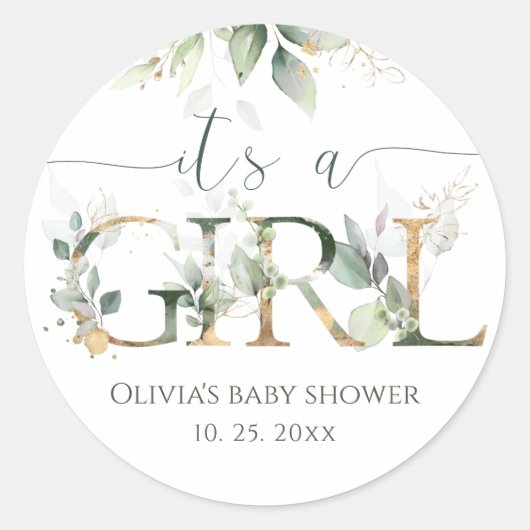 Het zijn stickers voor een babyshower voor meisjes (Voorkant)