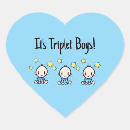 Het zijn Triplet Boys!, Blue, Custom Triplet Baby' Hart Sticker