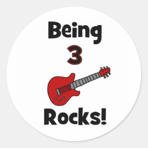 Het zijn van 3 stenen! Met gitaar Rockstar Rocker Ronde Sticker