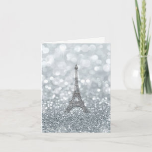 Het zilver schittert de Toren van Eiffel van de Bedankkaart
