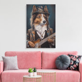 Het zingen van de Blues Shetland Sheepdog | Shelti Canvas Afdruk (Insitu (Woonkamer))
